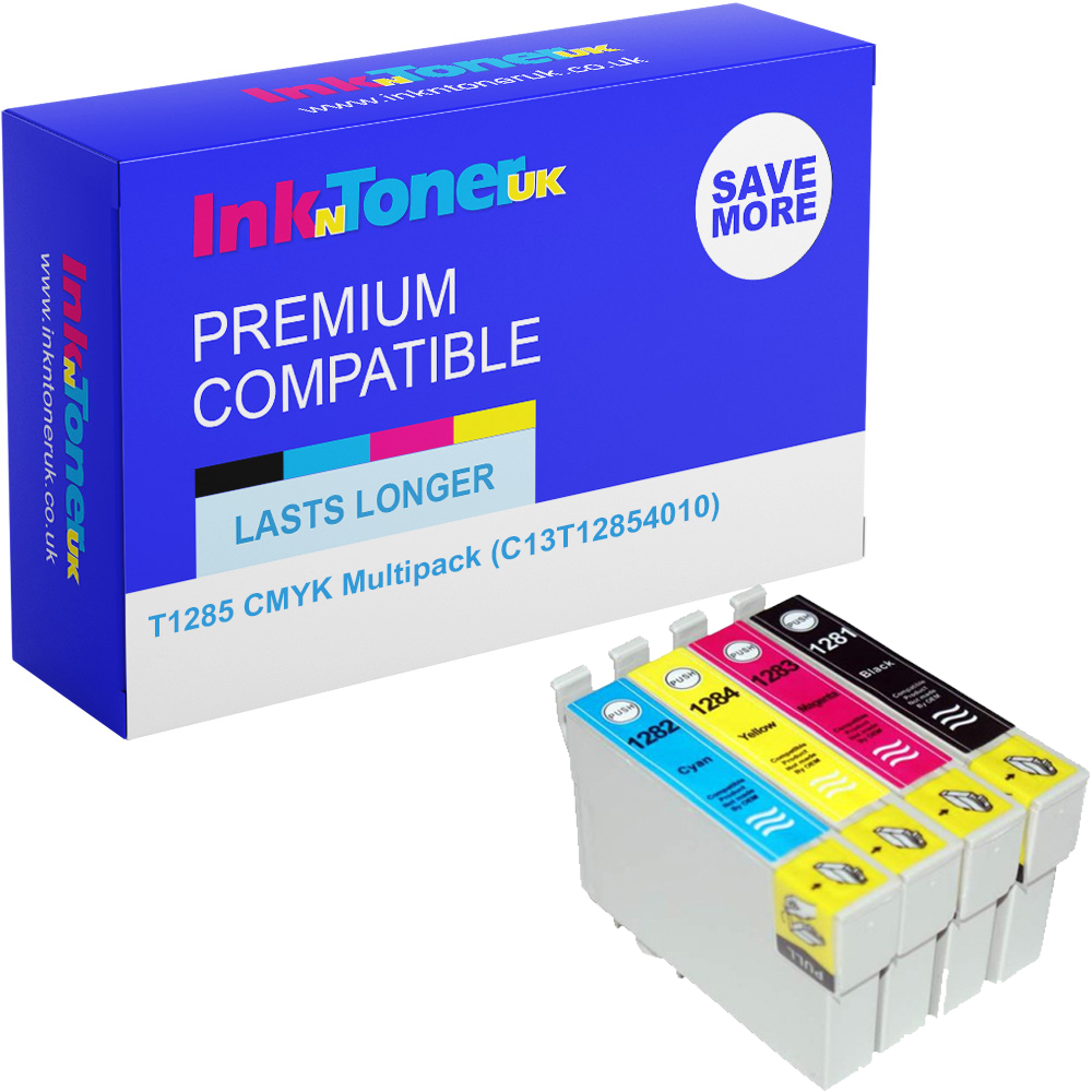 Premium Compatible Epson T1285 CMYK Multipack Ink Cartridges (C13T12854010) Fox