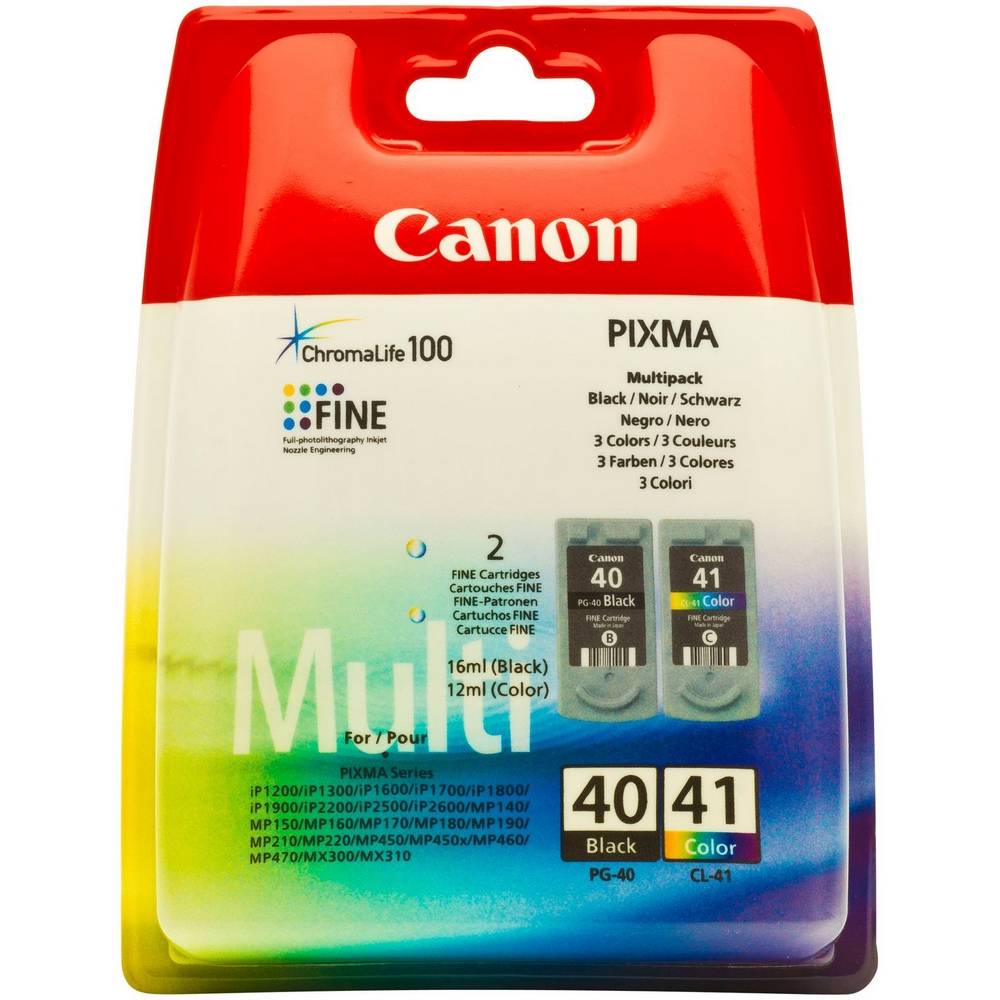 Original Canon PG-40 / CL-41 Black & Colour Combo Pack Ink Cartridges (0615B043)