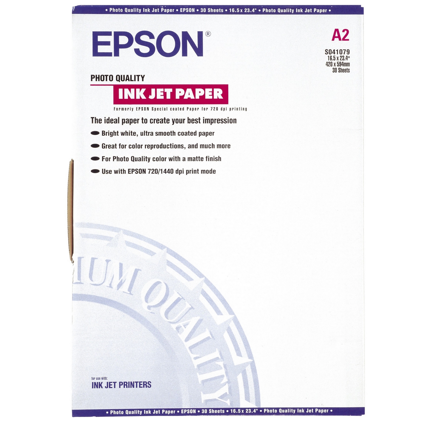 Original Epson S041079 105gsm A2 Inkjet Paper - 30 Sheets (C13S041079)