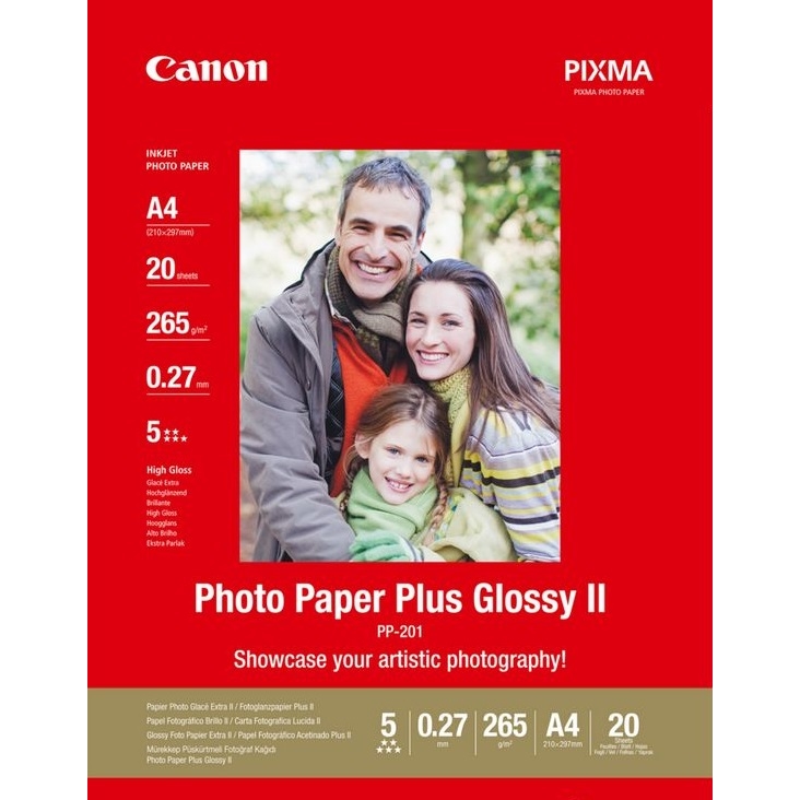 Original Canon PP-201 265gsm A4 Photo Paper Plus II - 20 Sheets (2311B019)