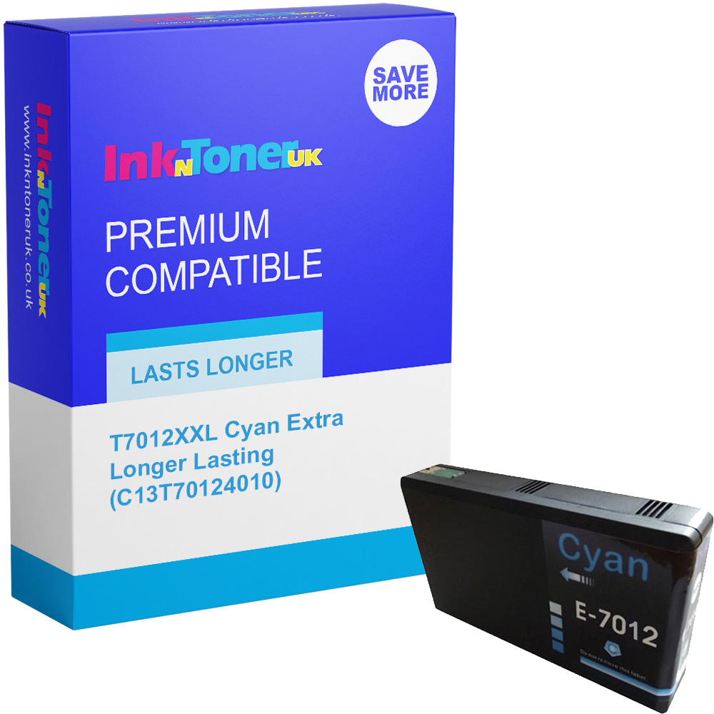 Premium Compatible Epson T7012XXL Cyan Extra Longer Lasting Ink Cartridge (C13T70124010)