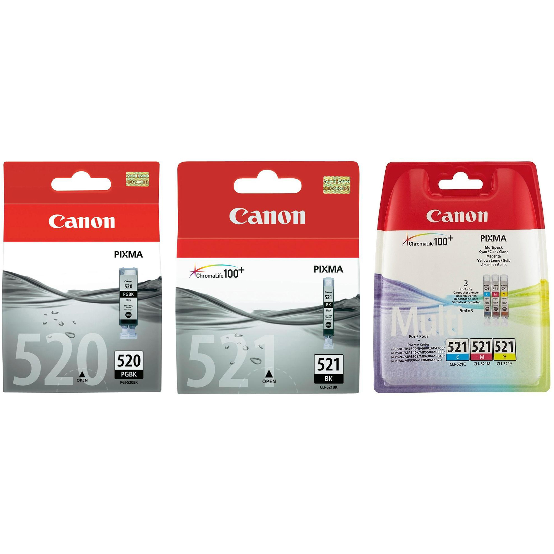 Original Canon PGI-520BK / CLI-521 C, M, Y, K Multipack Ink Cartridges (2932B001/ 2933B001/ 2934B010)