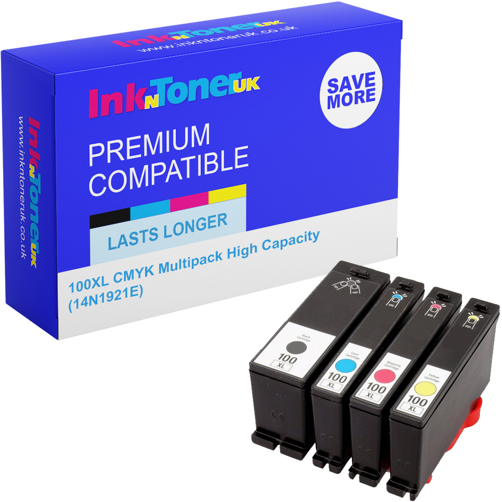 Premium Compatible Lexmark 100XL CMYK Multipack High Capacity Ink Cartridges (14N1921E)