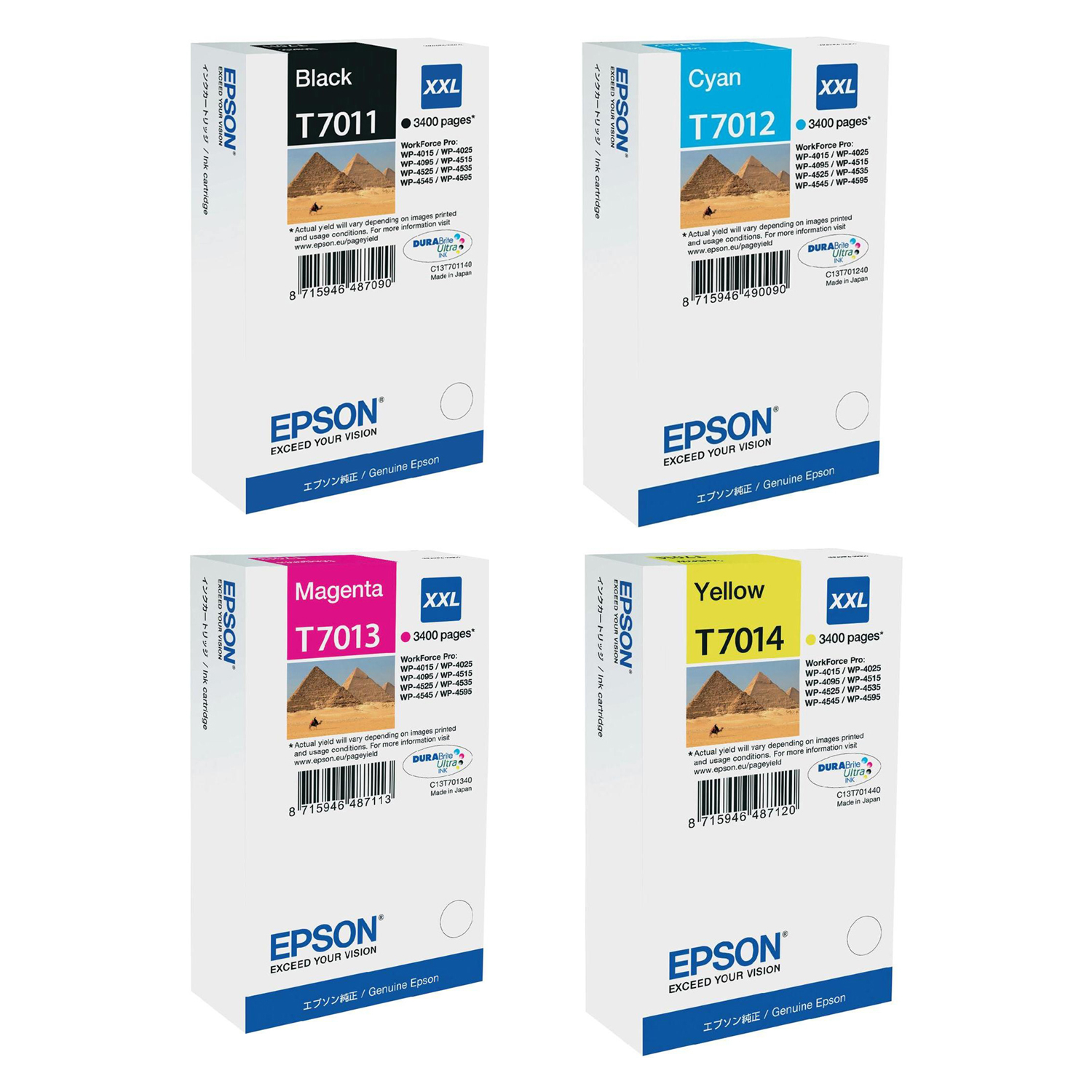 Original Epson T701XXL CMYK Multipack Extra High Capacity Ink Cartridges (T7011 / T7012 / T7013 / T7014)