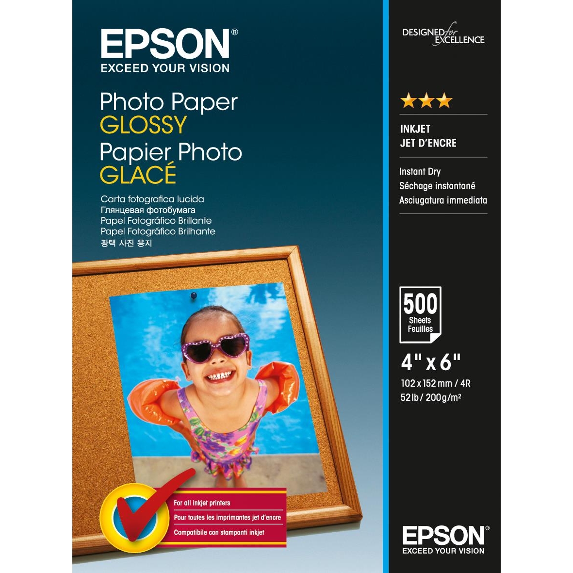 Original Epson S042549 200gsm A6 Photo Paper - 500 Sheets (C13S042549)