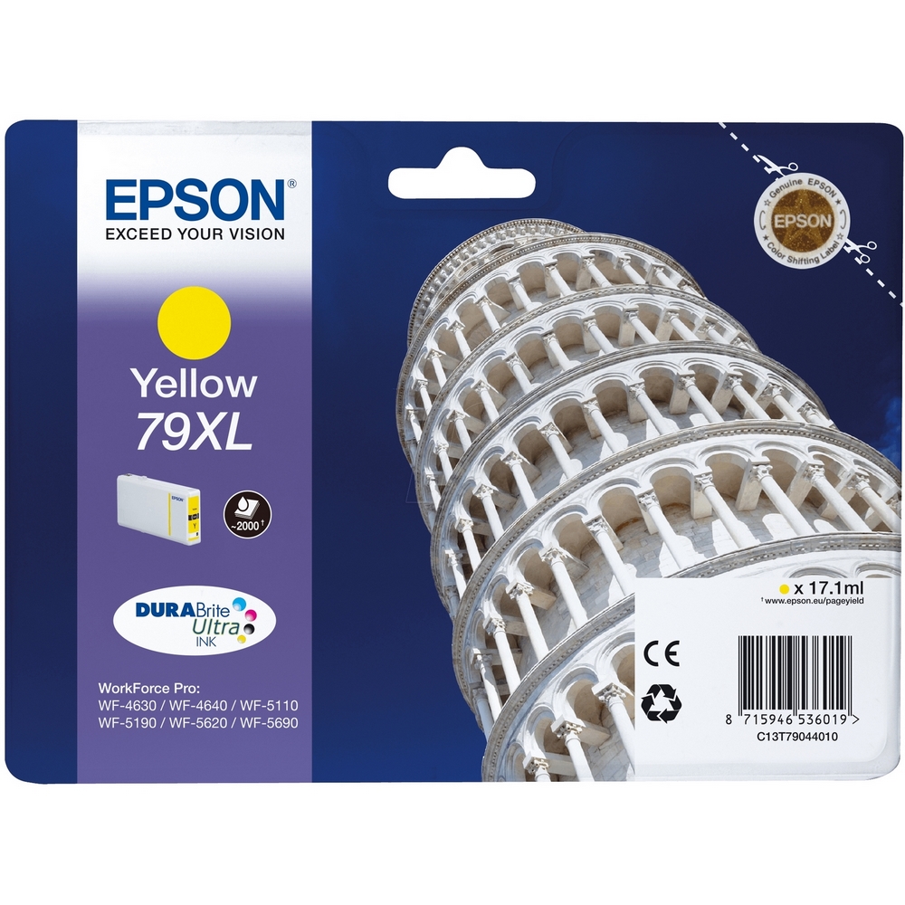 Original Epson 79XL Yellow High Capacity Ink Cartridge (C13T79044010) T7904 Tower of Pisa