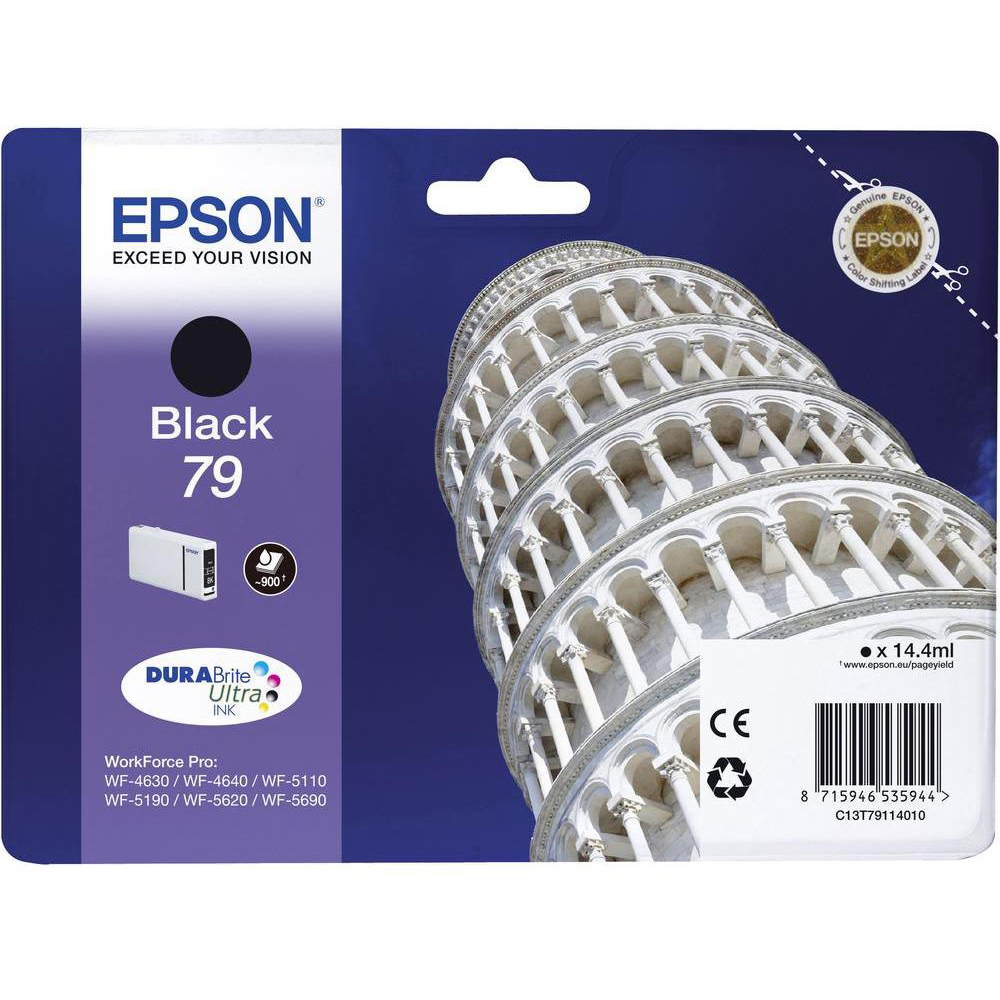 Original Epson 79 Black Ink Cartridge (C13T79114010) T7911 Tower of Pisa