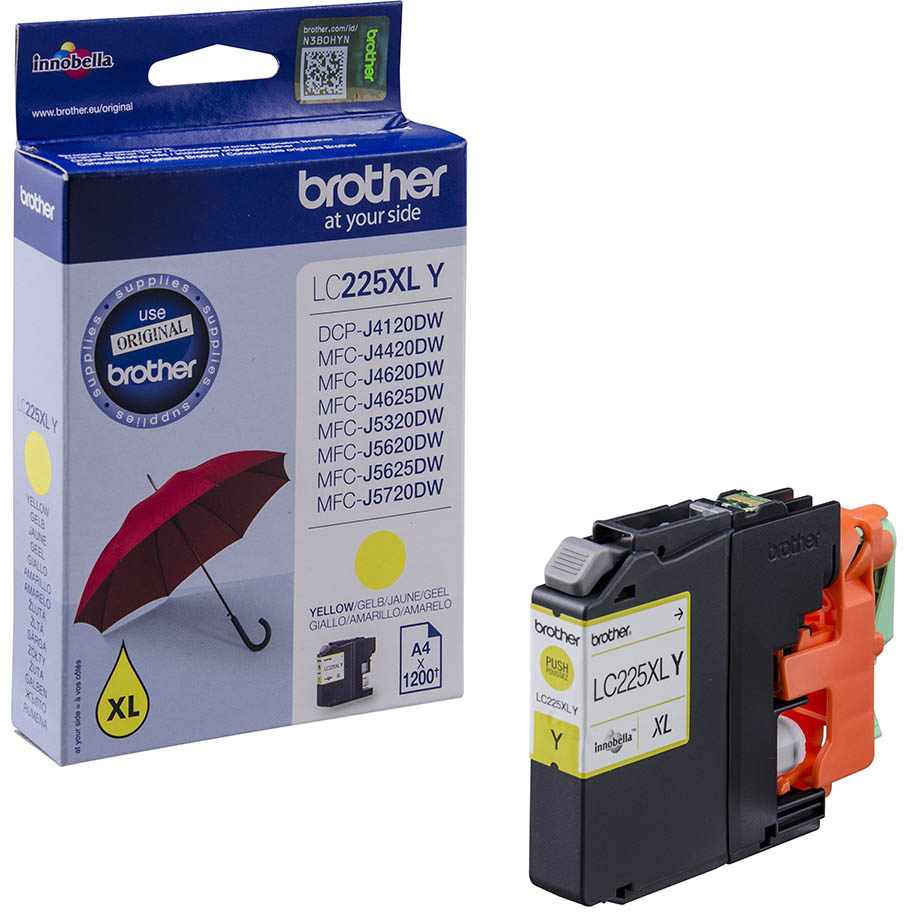 Original Brother LC225XL Yellow High Capacity Ink Cartridge (LC225XLY)