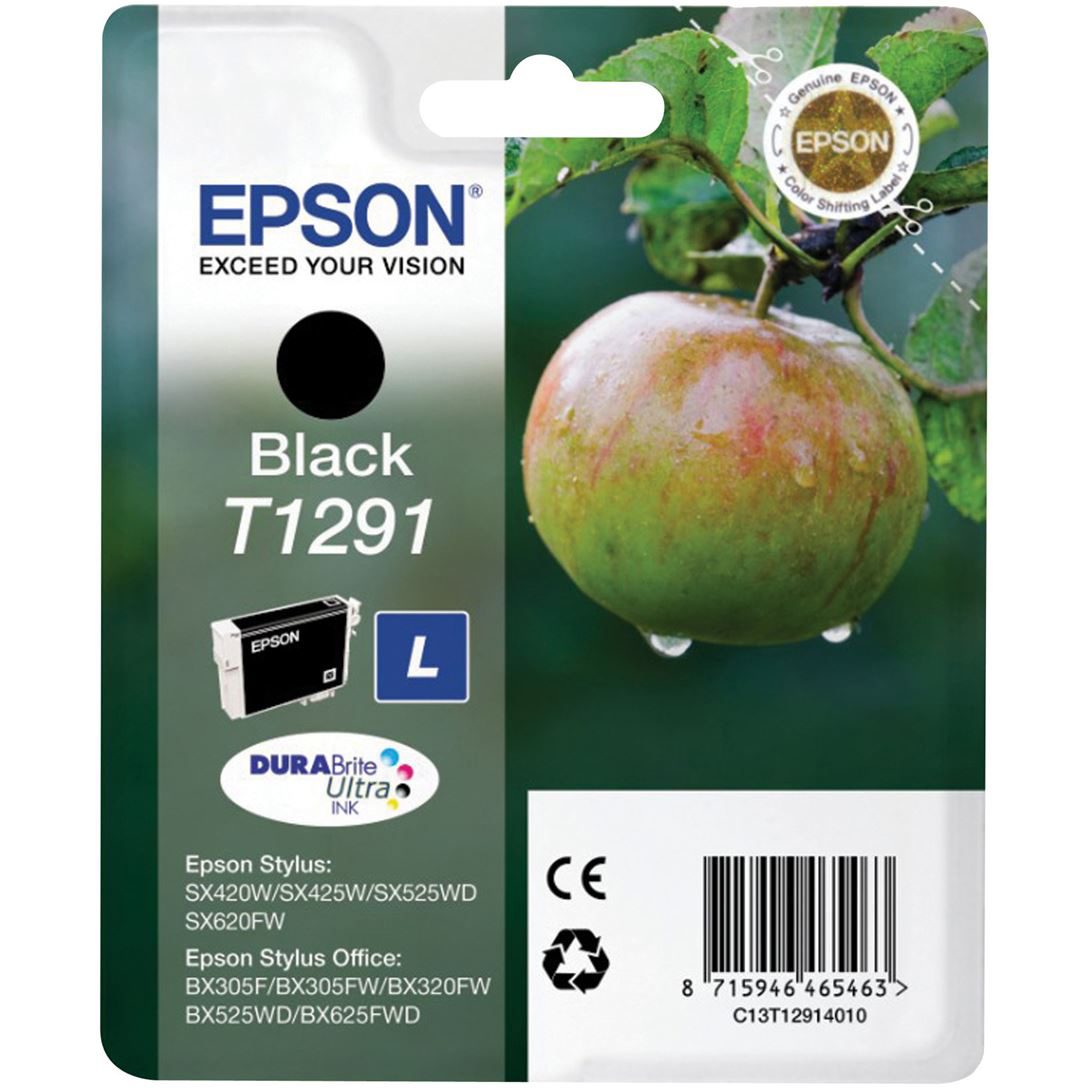 Original Epson T1291 Black Ink Cartridge (C13T12914012) Apple