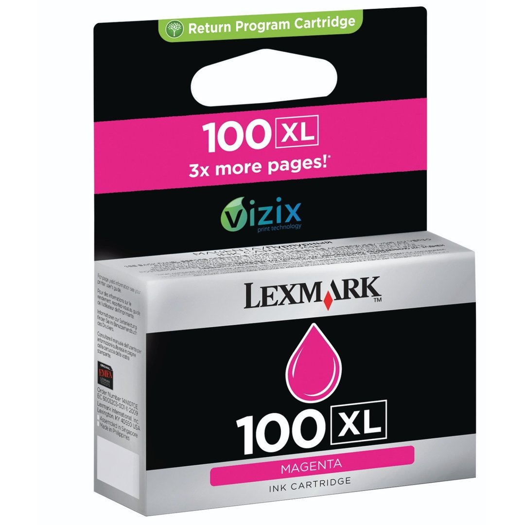 Original Lexmark 100XL Magenta High Capacity Ink Cartridge (14N1070B)