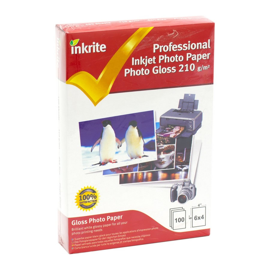 Original Inkrite PhotoPlus Professional Paper Photo Gloss 210gsm A6 6x4 - 100 sheets