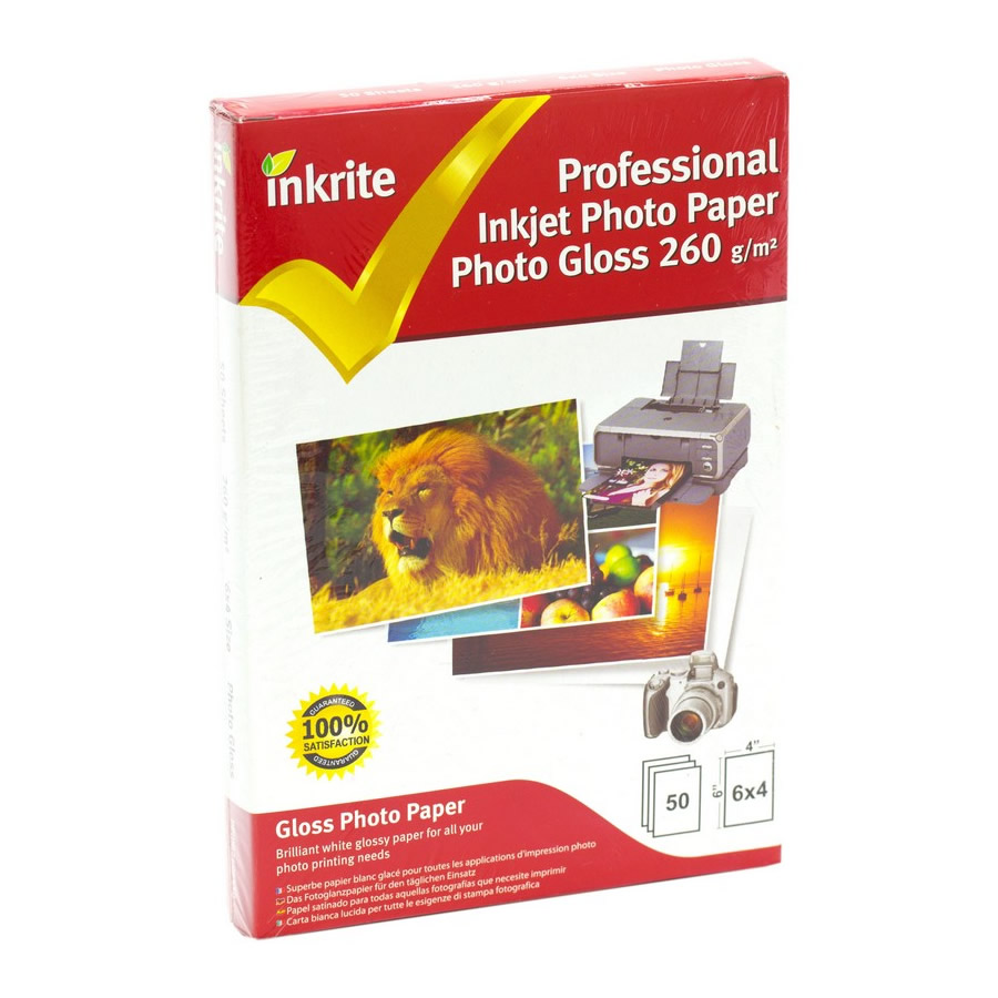 Original Inkrite PhotoPlus Professional Paper Photo Gloss 260gsm A6 6x4 - 50 sheets