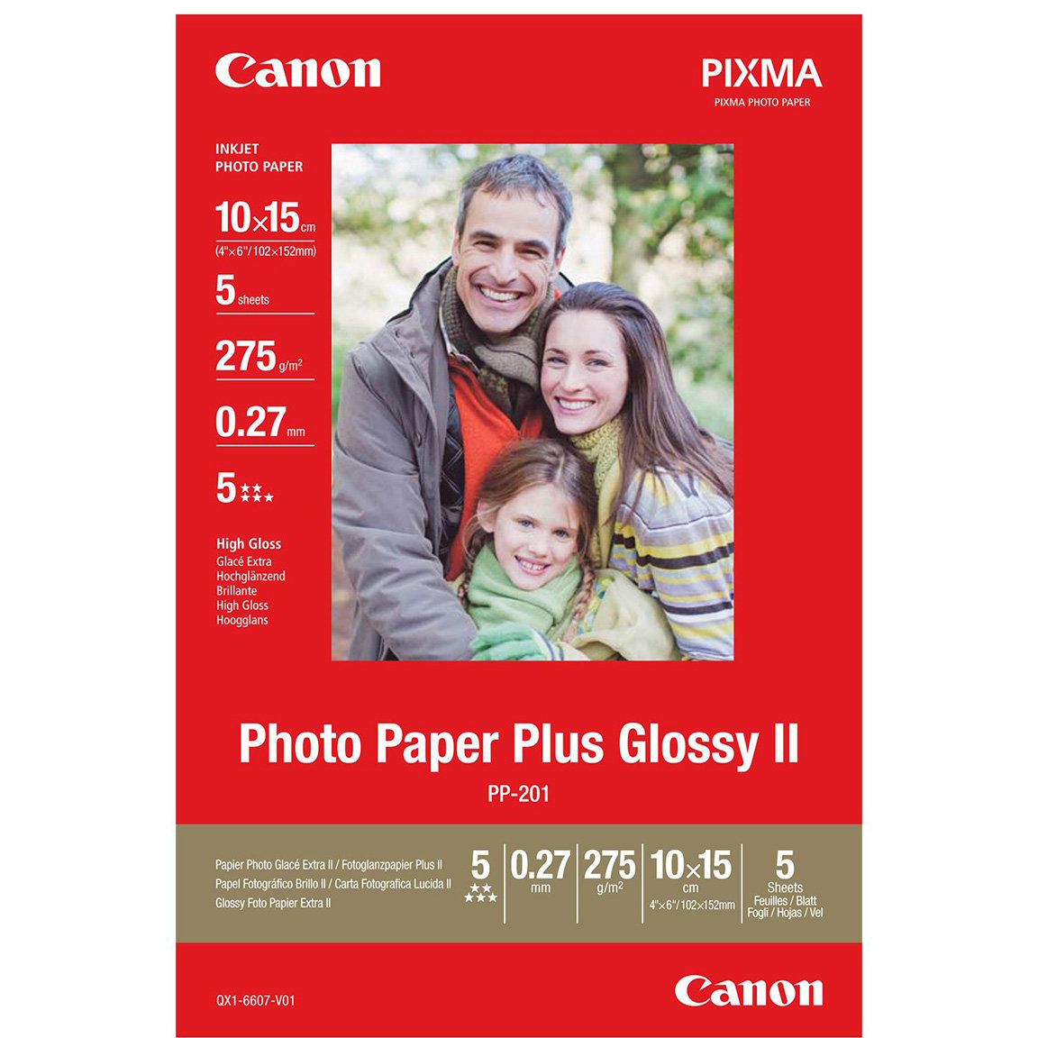 Original Canon PP-201 275gsm 100mm x 150mm High Gloss Photo Paper - 5 sheets (2311B053)