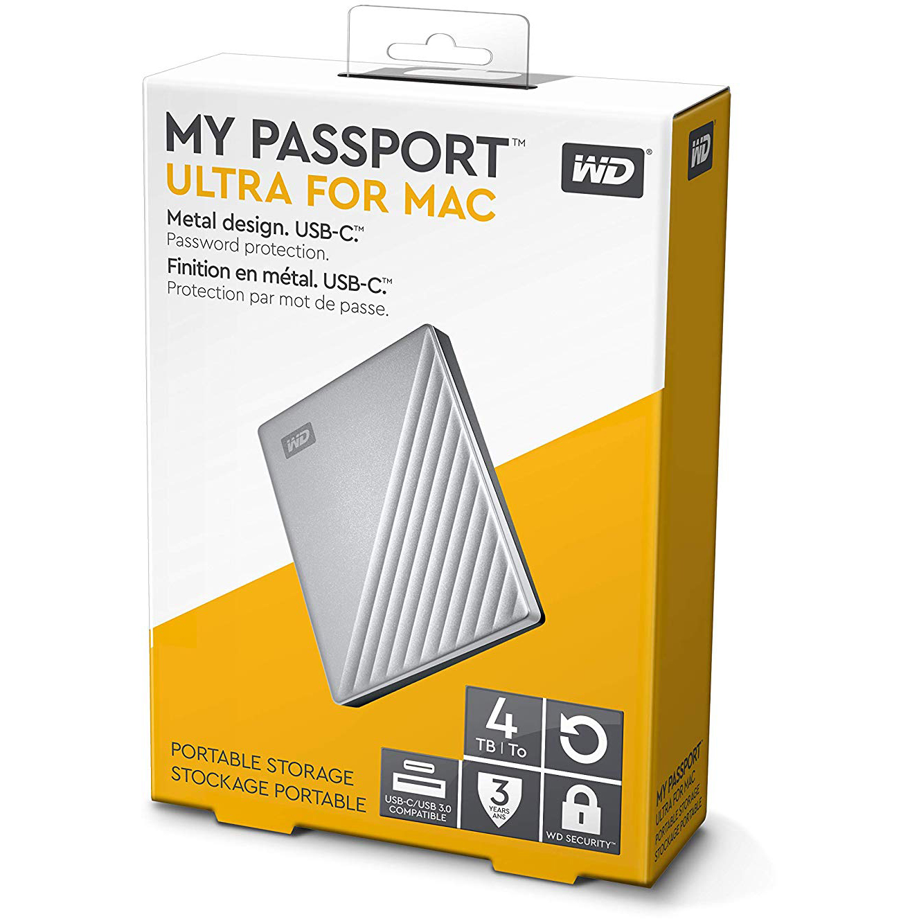 Original Western Digital My Passport Ultra 4TB USB 3.0 External Hard Drive (WDBPMV0040BSL-WESN)