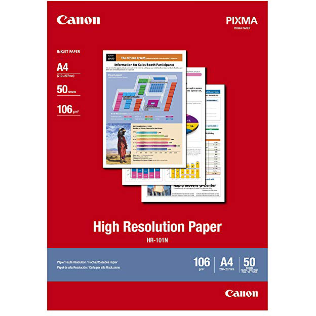 Original Canon HR-101N 106gsm A4 High Resolution Paper - 50 sheets (HR101A450)