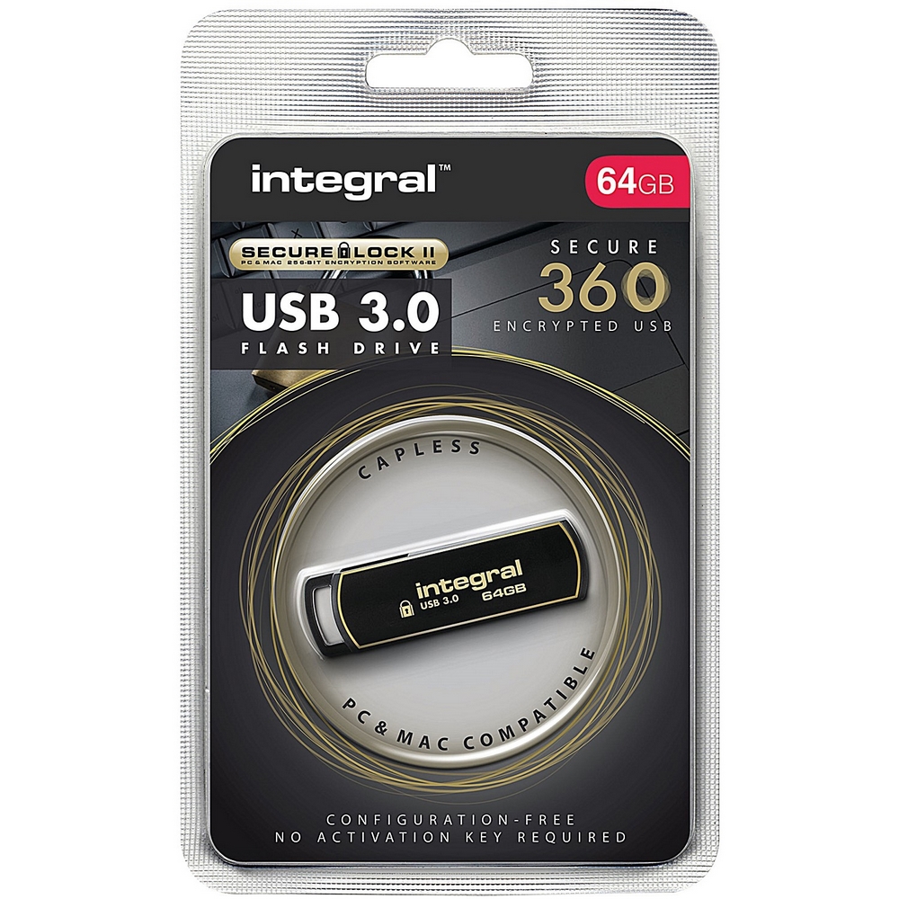Original Integral Secure 360 Usb Drive 64Gb (INFD64GB360SEC3)