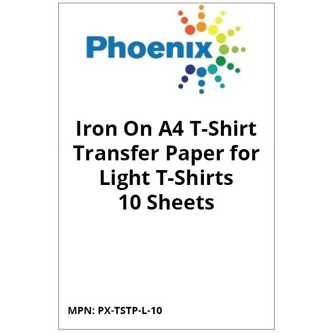 Original Phoenix Iron On A4 T-Shirt Transfer Paper for Light T-Shirts - 10 Sheets