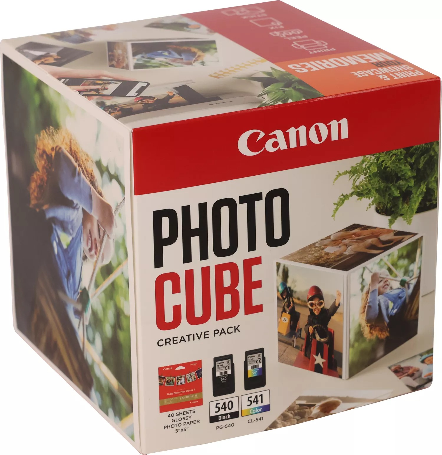 Original Canon PG-540 / CL-541 Photo Cube Ink Cartridges & Glossy Photo Paper Pack Orange (5225B018)