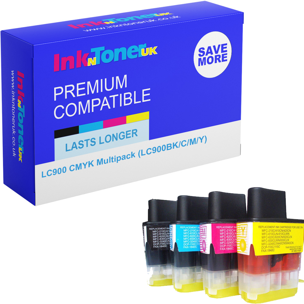 Premium Compatible Brother LC900 CMYK Multipack Ink Cartridges (LC900BK/C/M/Y)
