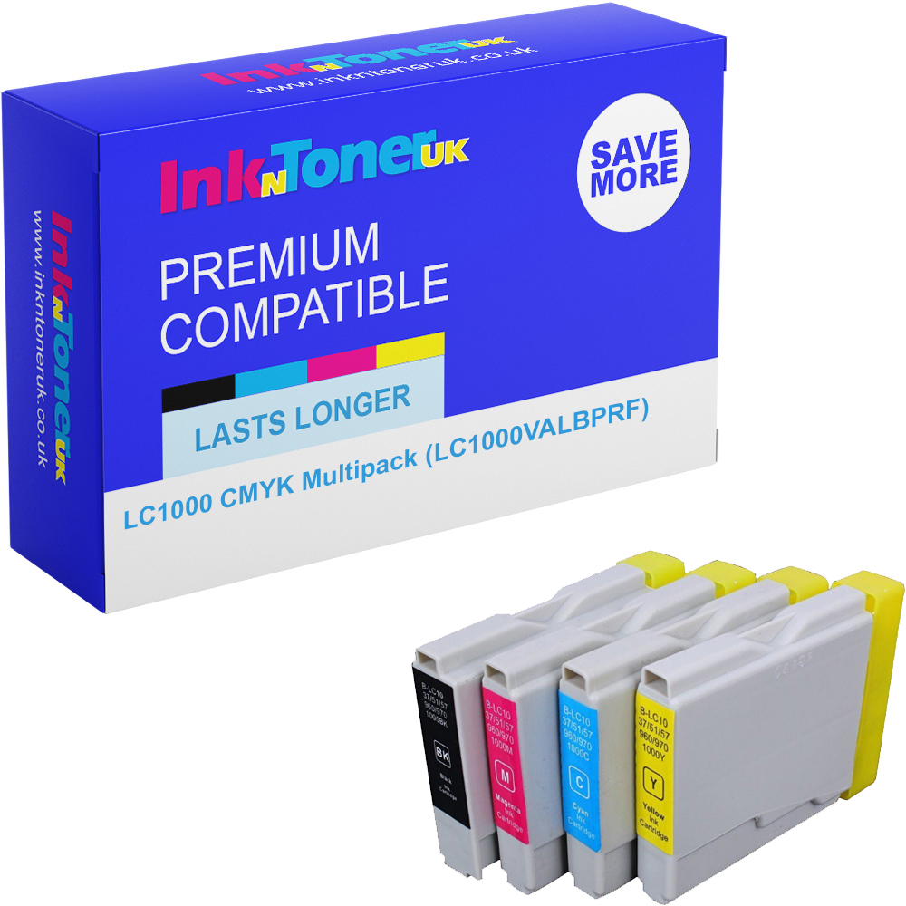 Premium Compatible Brother LC1000 CMYK Multipack Ink Cartridges (LC1000VALBPRF)