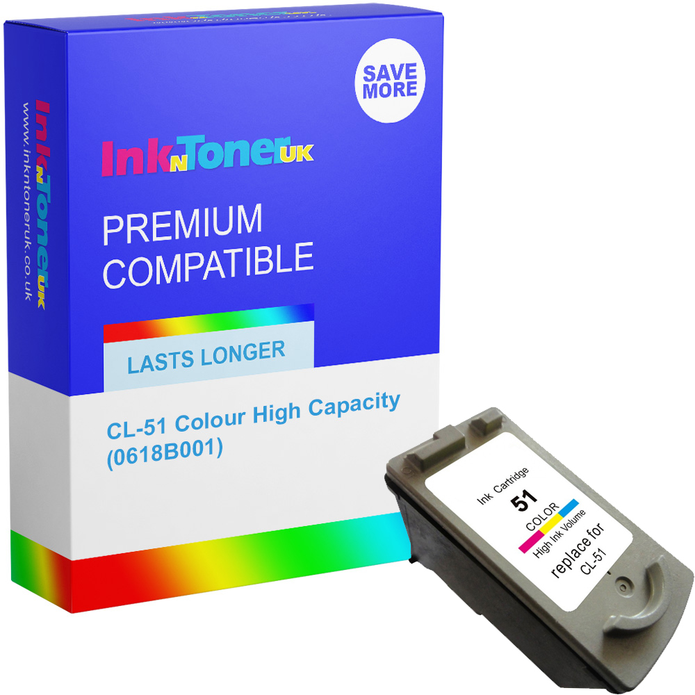Premium Remanufactured Canon CL-51 Colour High Capacity Ink Cartridge (0618B001)