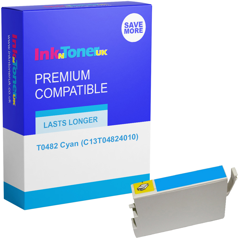 Premium Compatible Epson T0482 Cyan Ink Cartridge (C13T04824010) Seahorse
