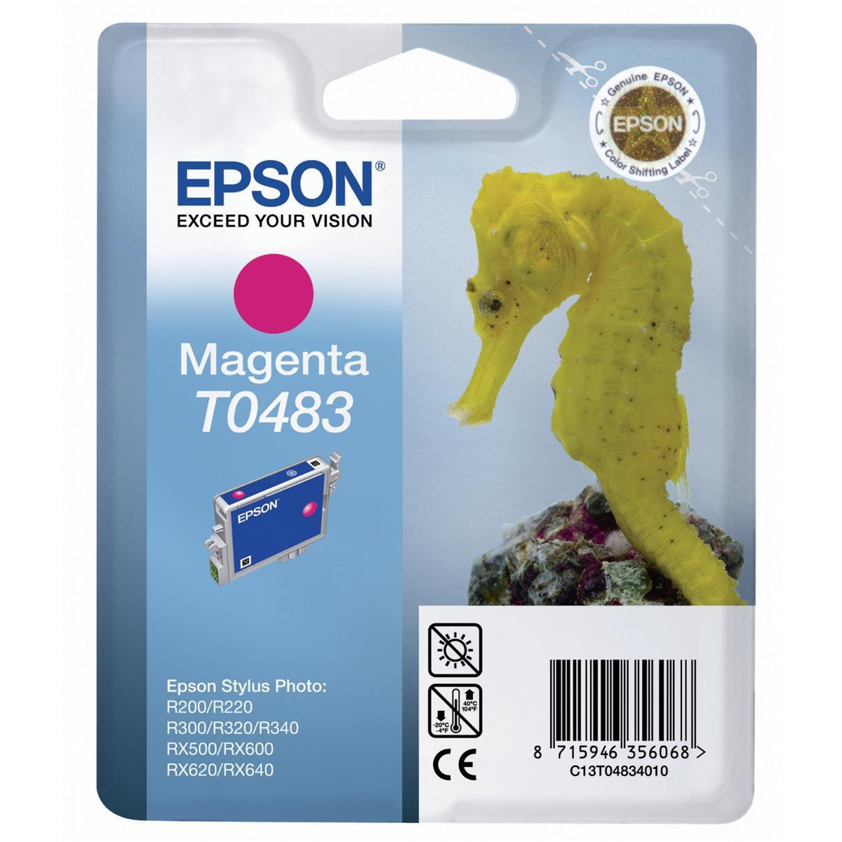 Original Epson T0483 Magenta Ink Cartridge (C13T04834010) Seahorse