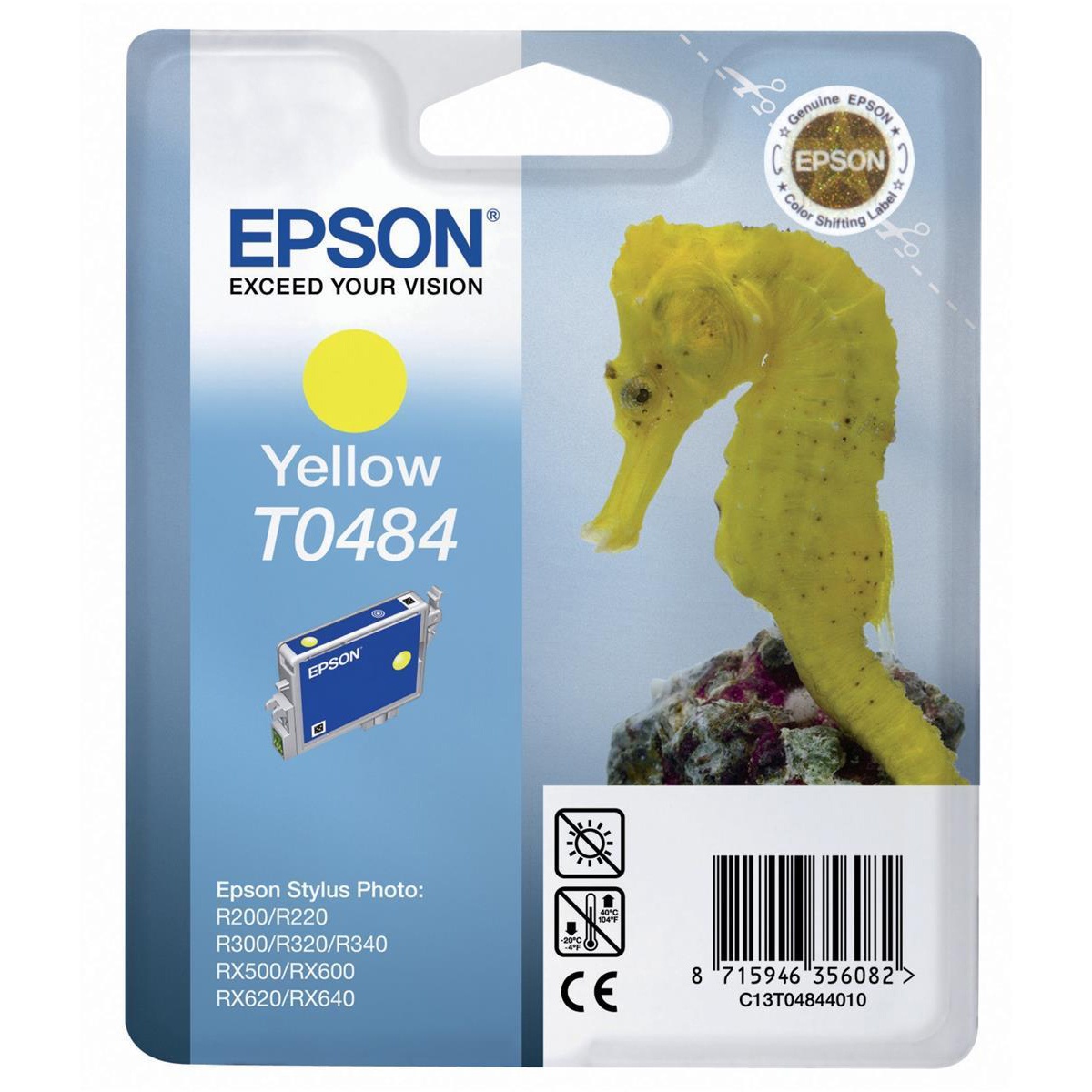 Original Epson T0484 Yellow Ink Cartridge (C13T04844010) Seahorse