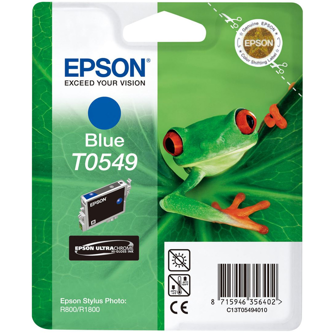 Original Epson T0549 Blue Ink Cartridge (C13T05494010) Frog