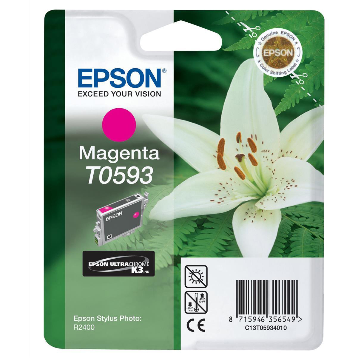 Original Epson T0593 Magenta Ink Cartridge (C13T05934010) Lily