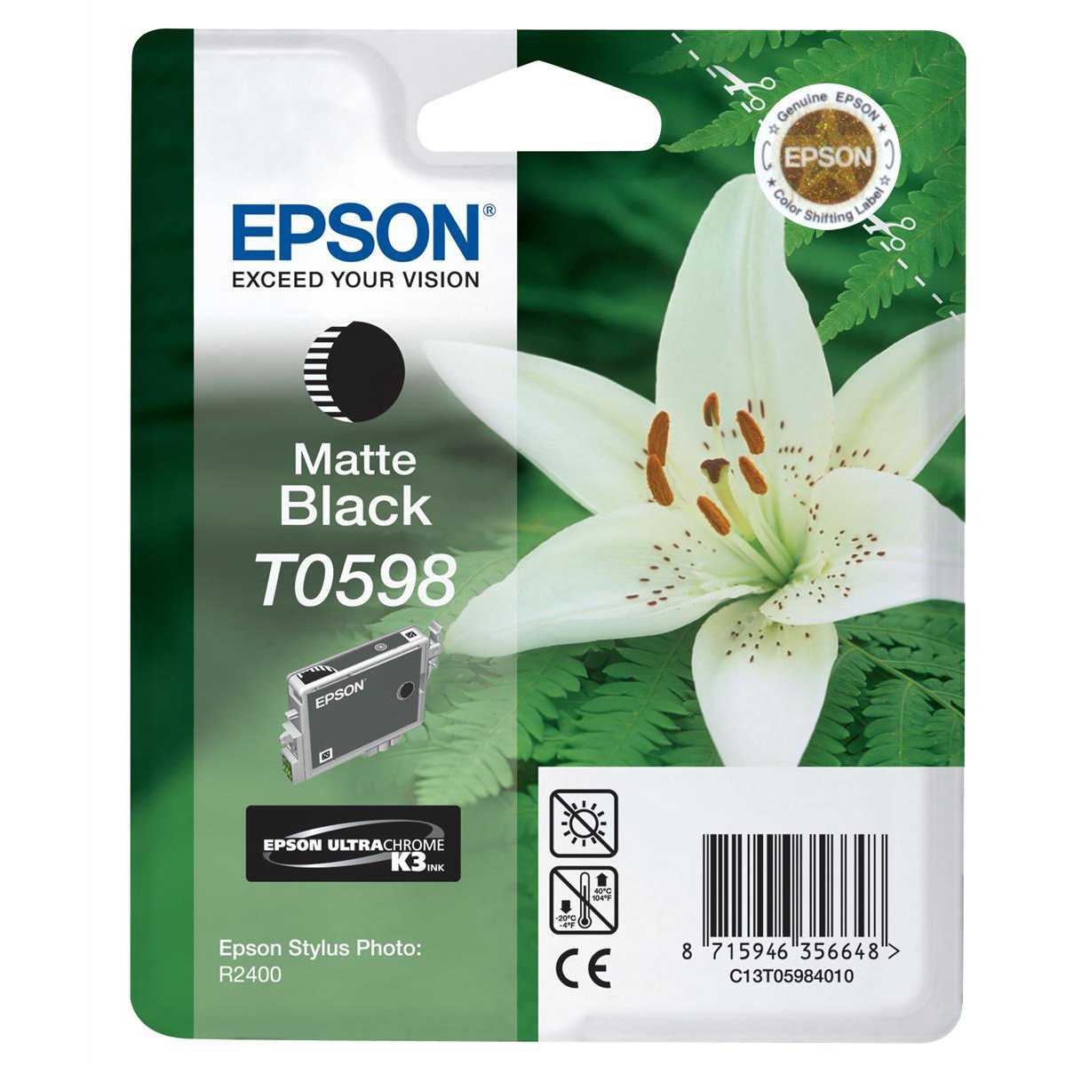 Original Epson T0598 Matte Black Ink Cartridge (C13T05984010) Lily