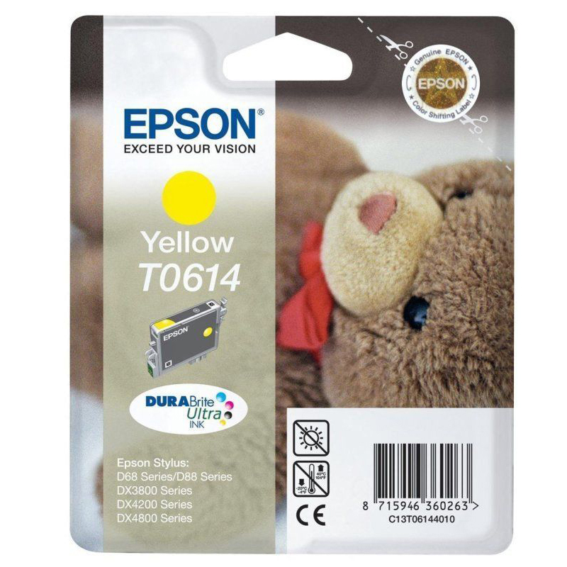Original Epson T0614 Yellow Ink Cartridge (C13T06144010) Teddybear
