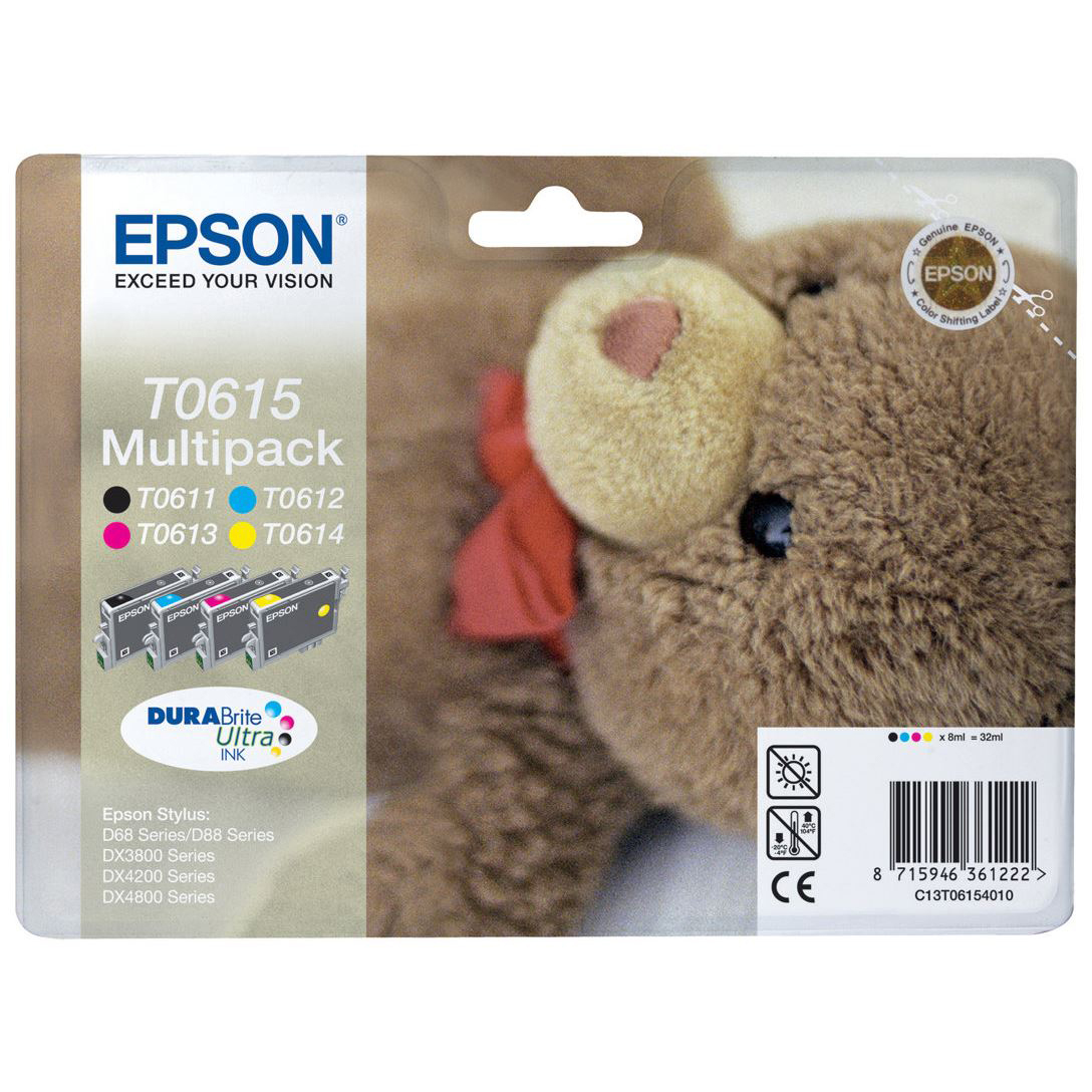 Original Epson T0615 CMYK Multipack Ink Cartridges (C13T06154010) Teddybear