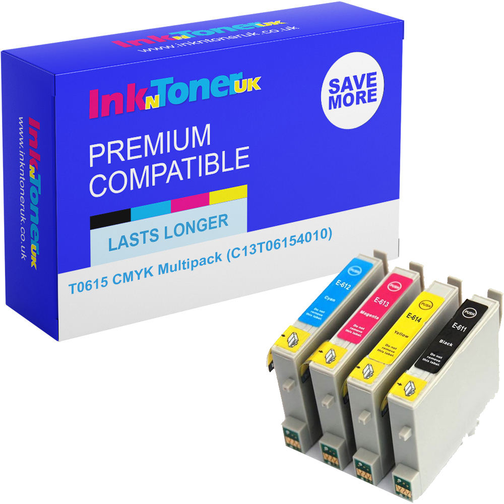 Premium Compatible Epson T0615 CMYK Multipack Ink Cartridges (C13T06154010) Teddybear