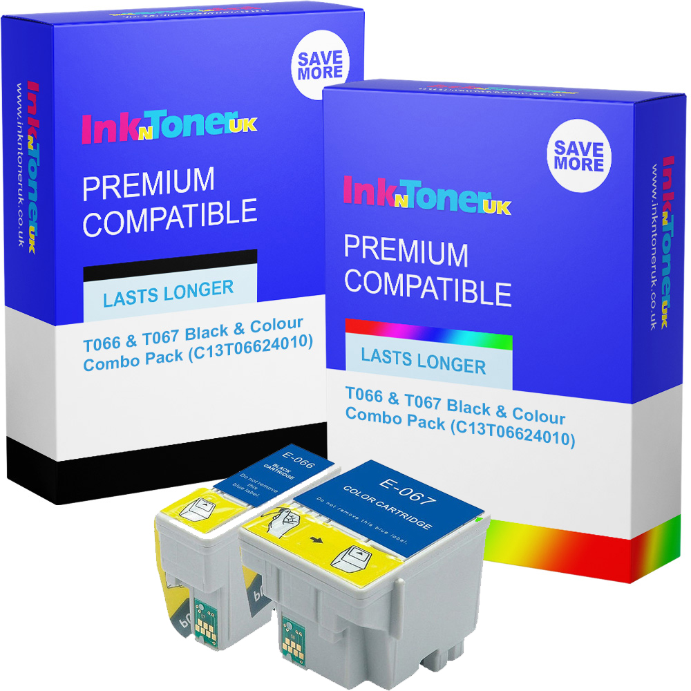 Premium Compatible Epson T066 & T067 Black & Colour Combo Pack Ink Cartridges (C13T06624010)