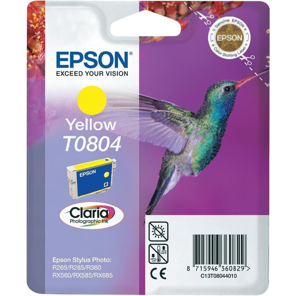 Original Epson T0804 Yellow Ink Cartridge (C13T08044010) Hummingbird