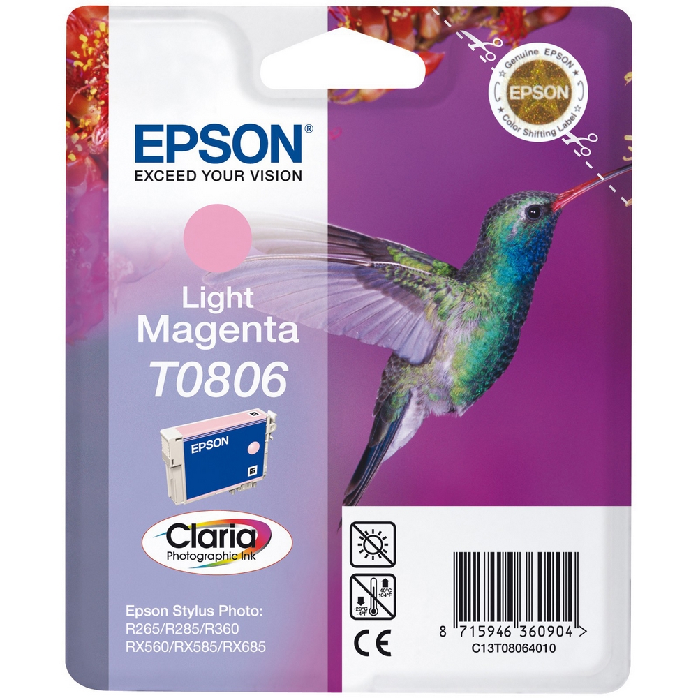 Original Epson T0806 Light Magenta Ink Cartridge (C13T08064010) Hummingbird