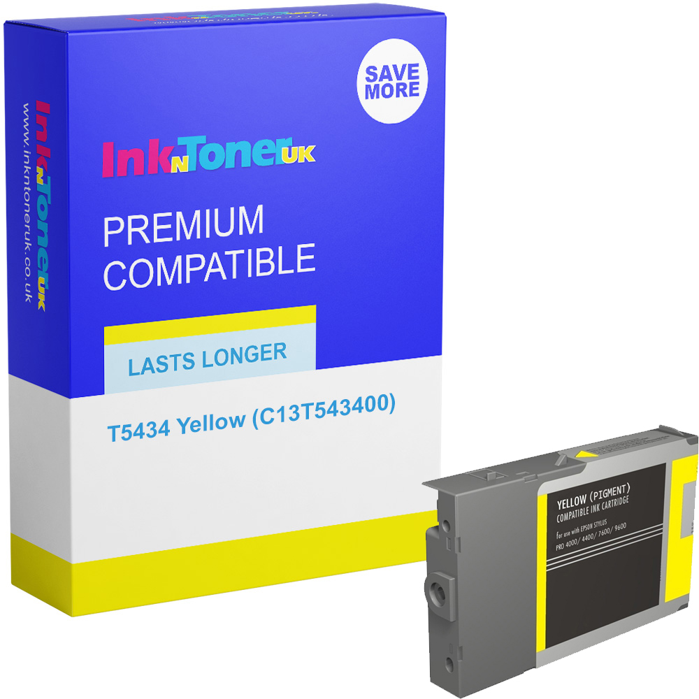 Premium Compatible Epson T5434 Yellow Ink Cartridge (C13T543400)