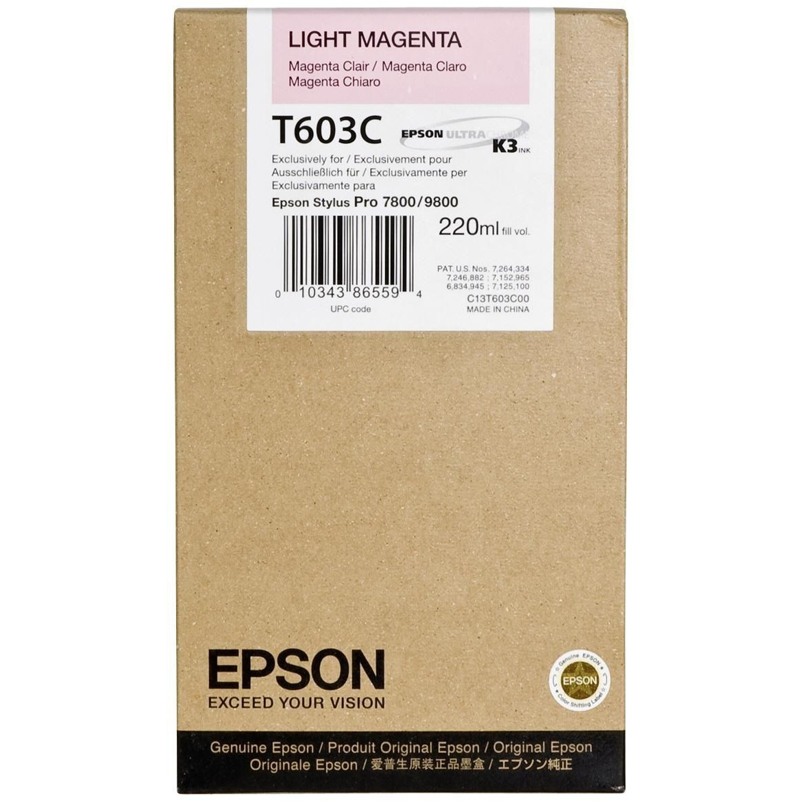 Original Epson T603C Light Magenta High Capacity Ink Cartridge (C13T603C00)