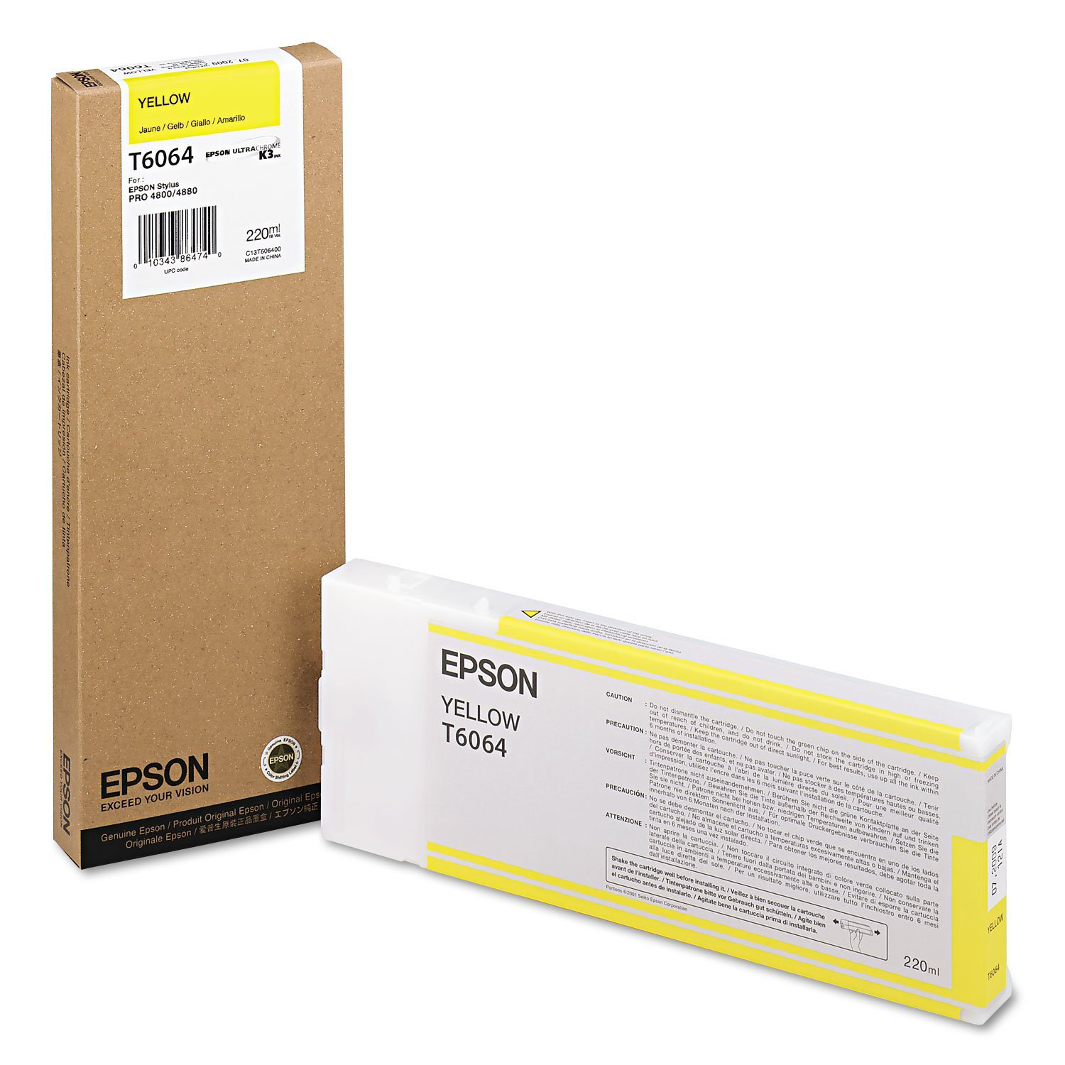 Original Epson T6064 / T5654 Yellow High Capacity Ink Cartridge (C13T606400 / C13T565400)