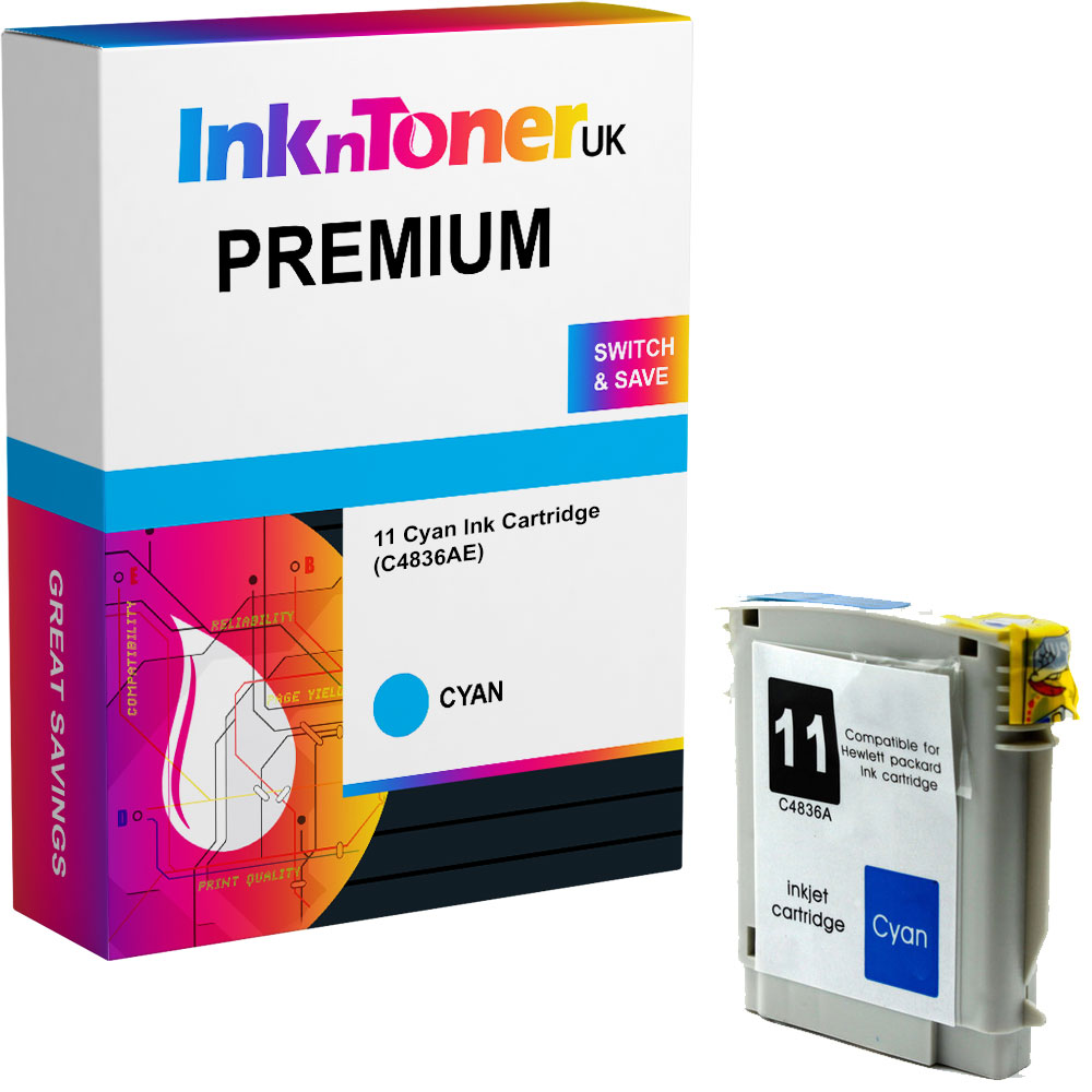 Premium Compatible HP 11 Cyan Ink Cartridge (C4836AE)