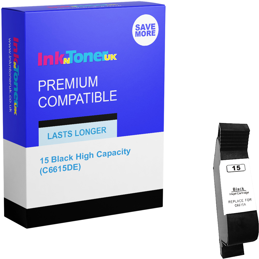 Premium Remanufactured HP 15 Black High Capacity Ink Cartridge (C6615DE)