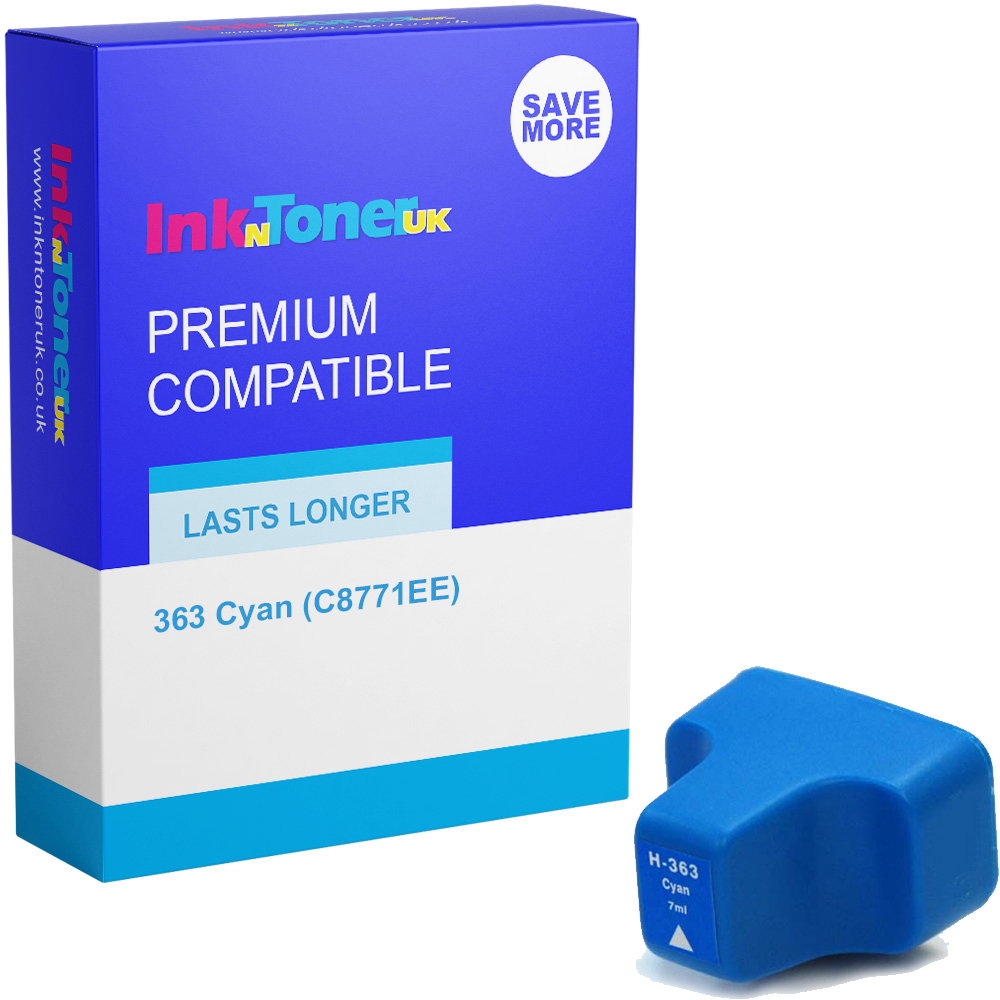 Premium Compatible HP 363 Cyan Ink Cartridge (C8771EE)