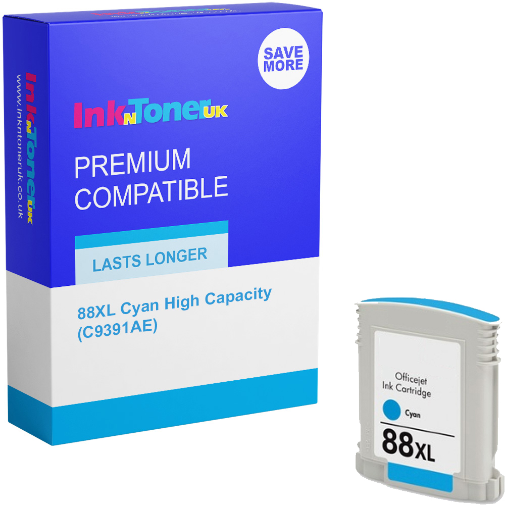 Premium Compatible HP 88XL Cyan High Capacity Ink Cartridge (C9391AE)