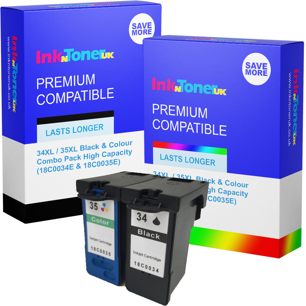 Premium Remanufactured Lexmark 34XL / 35XL Black & Colour Combo Pack High Capacity Ink Cartridges (18C0034E & 18C0035E)