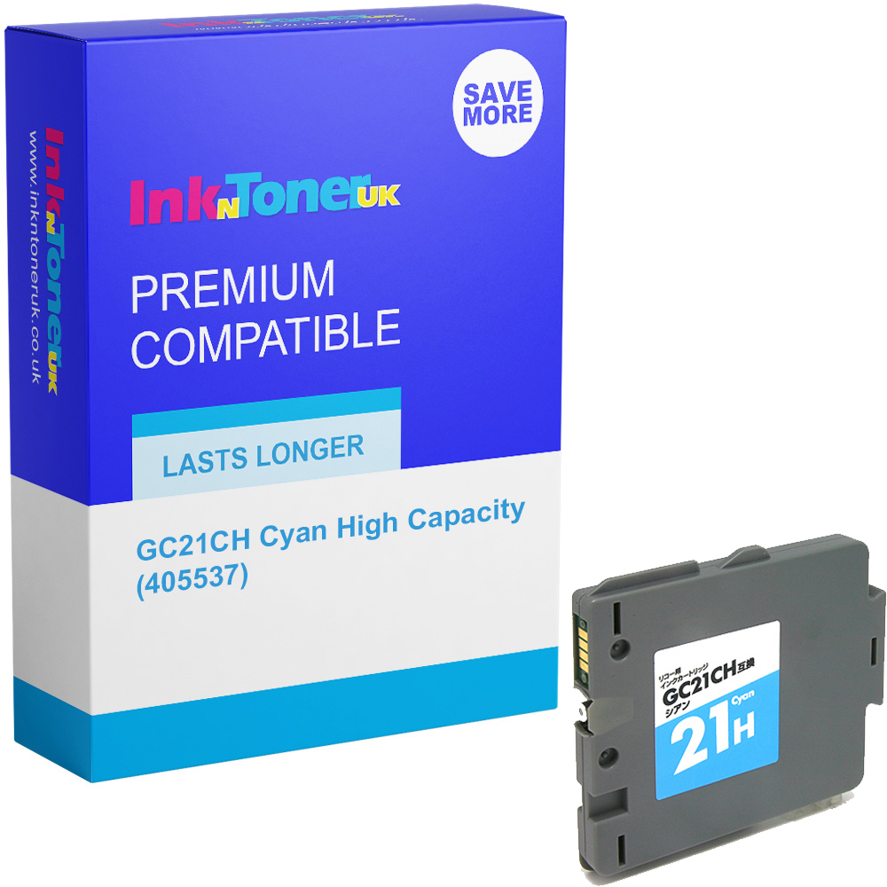 Premium Compatible Ricoh GC21CH Cyan High Capacity Gel Ink Cartridge (405537)