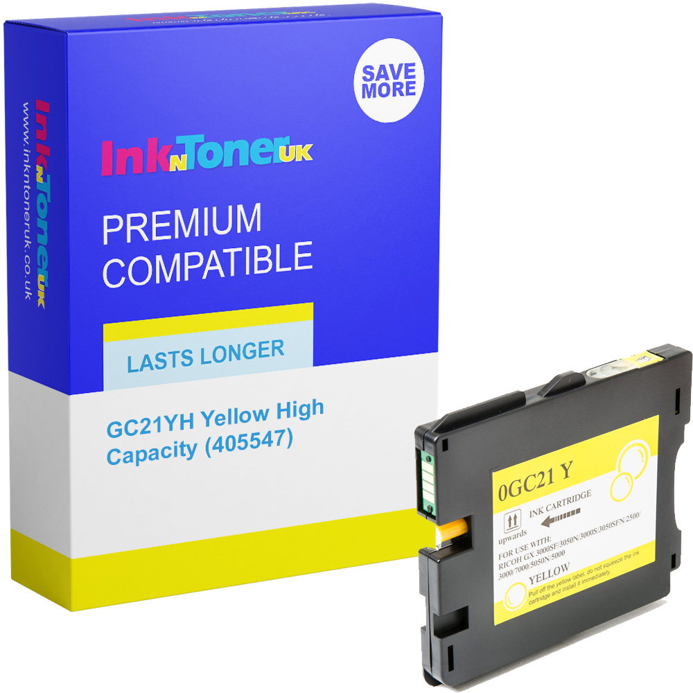 Premium Compatible Ricoh GC21YH Yellow High Capacity Gel Ink Cartridge (405547)