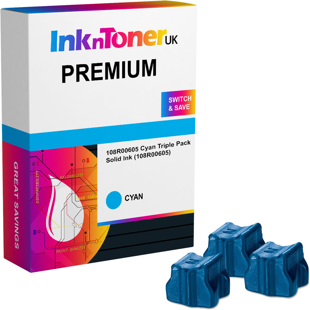 Premium Compatible Xerox 108R00605 Cyan Triple Pack Solid Ink (108R00605)