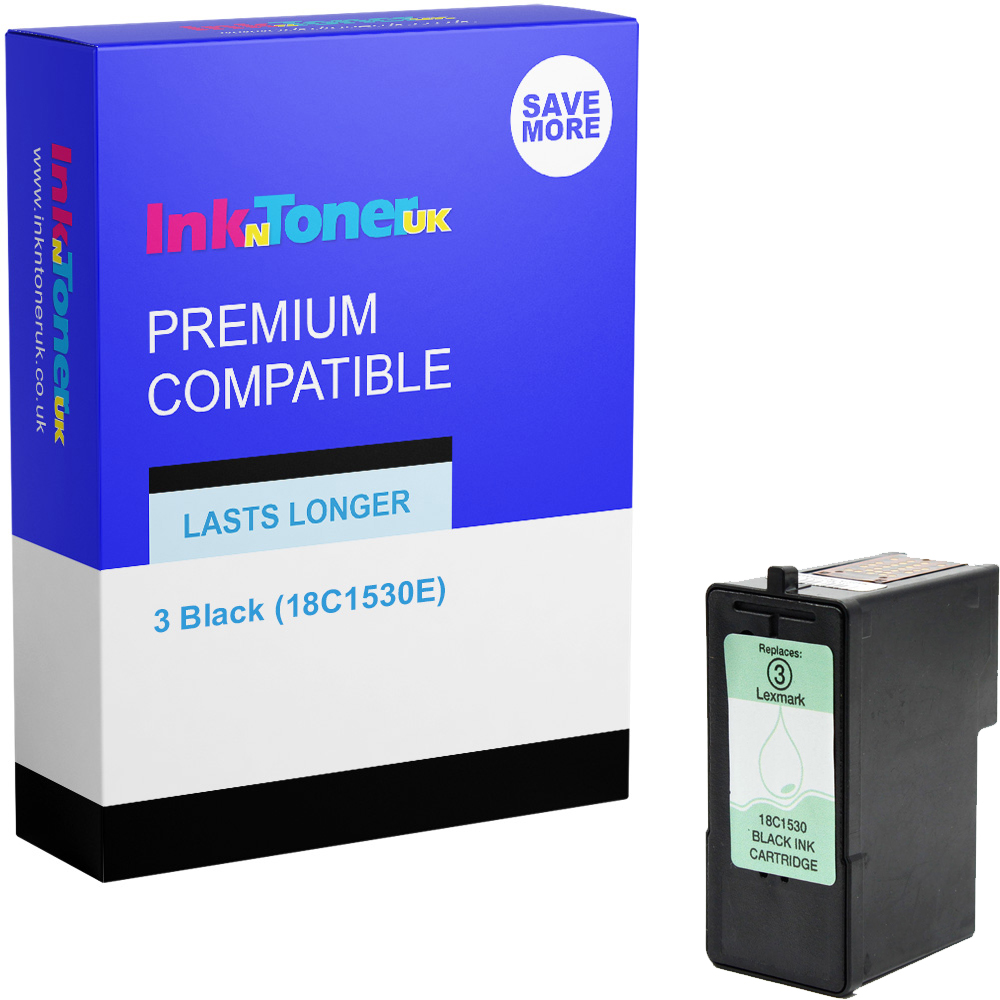 Premium Remanufactured Lexmark 3 Black Ink Cartridge (18C1530E)
