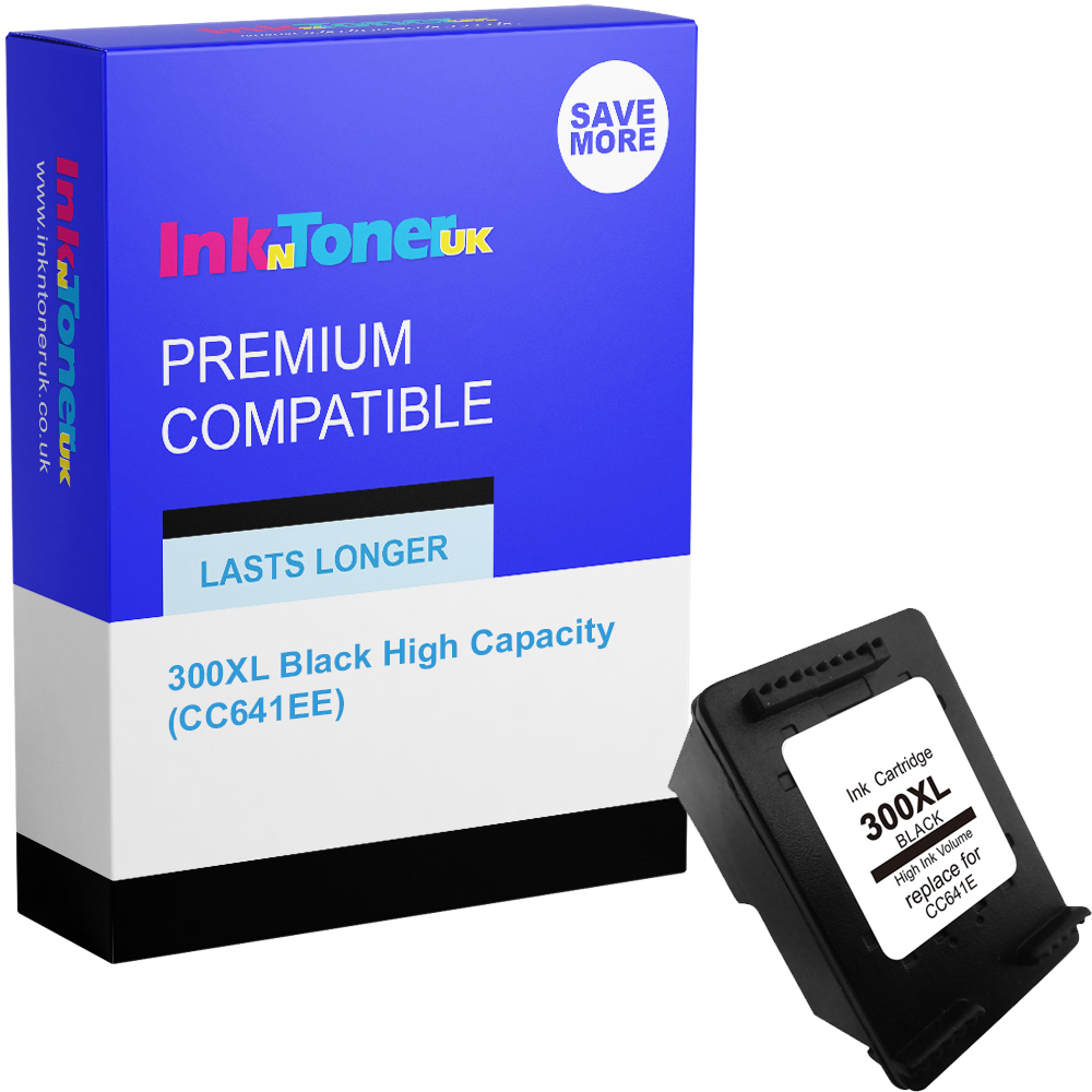 Premium Remanufactured HP 300XL Black High Capacity Ink Cartridge (CC641EE)